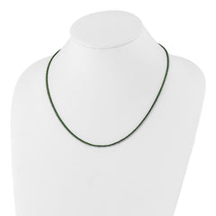 Sterling Silver 925 Adjustable Fancy Necklace with Green Rhodium Plating