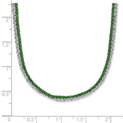 Sterling Silver 925 Adjustable Fancy Necklace with Green Rhodium Plating