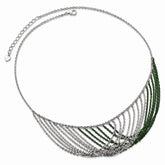 Sterling Silver Rhodium & Green Plated Multi Strand Necklace w/2in ext