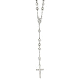 Sterling Silver 925 Rosary Necklace with Polished Solid Finish