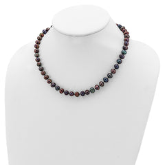 Sterling Silver Rhodium-Plated Black Pearl Necklace Elegant 16-Inch Design by Sophia Jewelers
