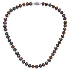 Sterling Silver Rhodium-Plated Black Pearl Necklace Elegant 16-Inch Design by Sophia Jewelers