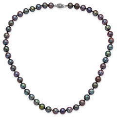 Sterling Silver Pearl Necklace with Polished Black FWC Pearls