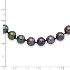 Sterling Silver Pearl Necklace with Polished Black FWC Pearls