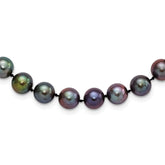 Sterling Silver Rhod-plated 9-10mm Black FWC Pearl Necklace