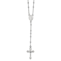 Sterling Silver Rhodium Plated Polished Beaded Rosary