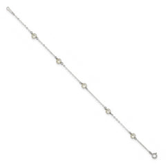 Sterling Silver RH 4-5mm Wte Semi FWC Pearl 5 Station Bracelet