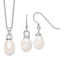 Sterling Silver Rhodium-plated 10-11mm FWC Pearl Earring/Necklace Set