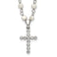 Sterling Silver Rhodium-plated 4-5mm White FWC Pearl CZ Cross Necklace