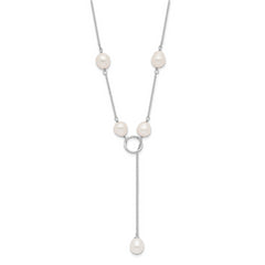 Sophia Jewelers Elegant Sterling Silver Freshwater Pearl Toggle Necklace