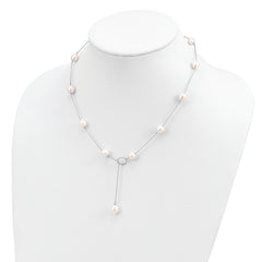 Sophia Jewelers Elegant Sterling Silver Freshwater Pearl Toggle Necklace