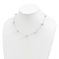 Sterling Silver Pearl Necklace with Pink Freshwater Pearls Elegant 18 Chain