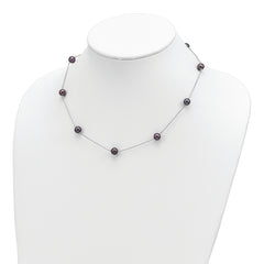 Sophia Jewelers Sterling Silver Black Pearl Necklace with Polished Finish