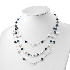 Sterling Silver Multi-Color Freshwater Pearl Necklace with Extender