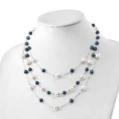 Sterling Silver Multi-Color Freshwater Pearl Necklace with Extender