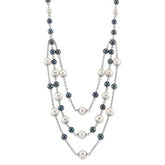 Sterling Silver RH 6-10mm Wte/Blk FWC Pearl Layered 2in ext. Neck
