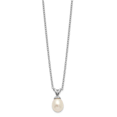 Sterling Silver Madi K Rhodium-plated Polished White Rice 6-7mm Freshwater Cultured Pearl Children's Necklace