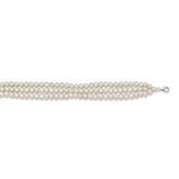 Sterling Silver Rhd-plt 5-6mm 3 rows FWC Pearl w/1.5in Choker