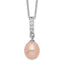 Pink Cultured Freshwater Pearl & Cubic Zirconia Necklace in Sterling Silver, 9mm, 17 Inch - Sophia Jewelers
