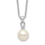 Sterling Silver Rhodium-plated 6-7mm White Button FWC Pearl CZ Necklace