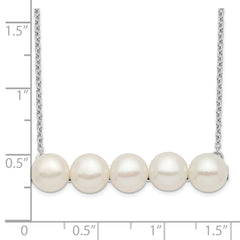 Sterling Silver Rhodium-plated 7-8mm White Button FWC Pearl Necklace