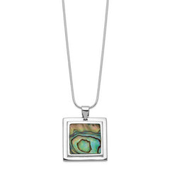 Sterling Silver Abalone Pendant Necklace with Rhodium Plated Finish