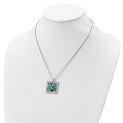 Sterling Silver Abalone Pendant Necklace with Rhodium Plated Finish