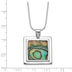 Sterling Silver Abalone Pendant Necklace with Rhodium Plated Finish