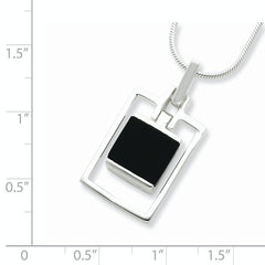 Sophia Jewelers Sterling Silver Onyx Pendant Necklace Elegant Women's 16