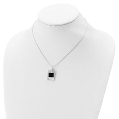 Sophia Jewelers Sterling Silver Onyx Pendant Necklace Elegant Women's 16