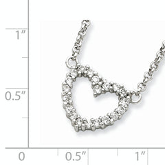 Sophia Jewelers Sterling Silver Open Heart CZ Necklace Elegant Polished Finish