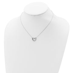Sophia Jewelers Sterling Silver Open Heart CZ Necklace Elegant Polished Finish