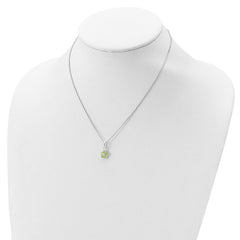 Sterling Silver Peridot Flower Necklace with Polished Finish and Anti-Tarnish Coating