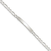 Sterling Silver Engraveable 6 in. Figaro Link ID Bracelet