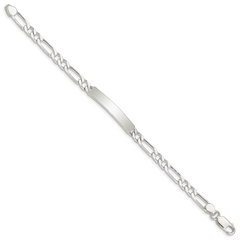Sterling Silver 7inch Polished Engraveable Figaro Link ID Bracelet