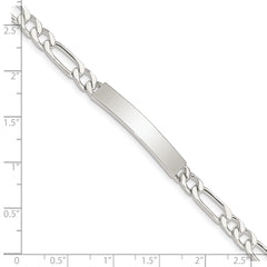 Sterling Silver 7inch Polished Engraveable Figaro Link ID Bracelet
