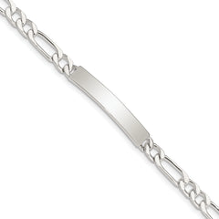 Sterling Silver 7inch Polished Engraveable Figaro Link ID Bracelet