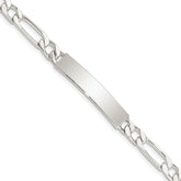 Sterling Silver 7inch Polished Engraveable Figaro Link ID Bracelet