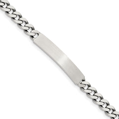 Sterling Silver 8inch Engraveable Antiqued Curb Link ID Bracelet