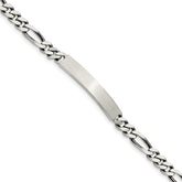Sterling Silver 8inch Engraveable Antiqued Figaro Link ID Bracelet