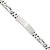Sterling Silver 8inch Engraveable Antiqued Figaro Link ID Bracelet