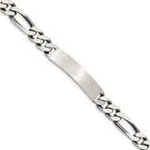 Sterling Silver 8inch Engraveable Antiqued Figaro Link ID Bracelet