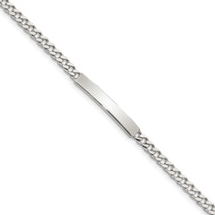 Sterling Silver Polished Engraveable Curb Link ID Bracelet