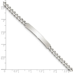 Sterling Silver Polished Engraveable Curb Link ID Bracelet