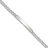 Sterling Silver Polished Engraveable Curb Link ID Bracelet