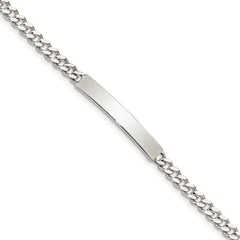 Sterling Silver Polished Engraveable Curb Link ID Bracelet