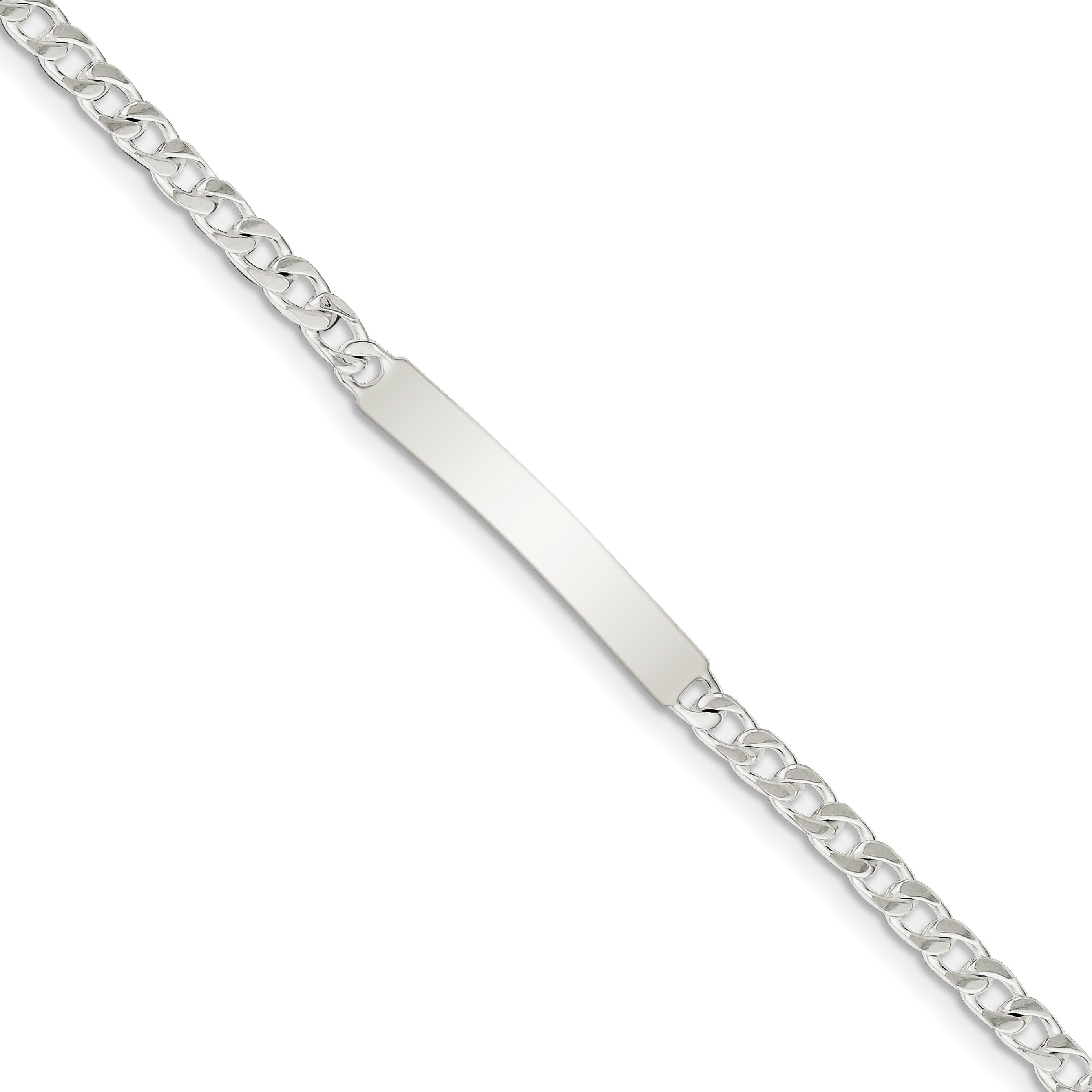 Sterling Silver 8inch Polished Engraveable Curb Link ID Bracelet
