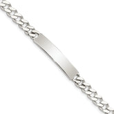 Sterling Silver Polished Engraveable Curb Link ID Bracelet