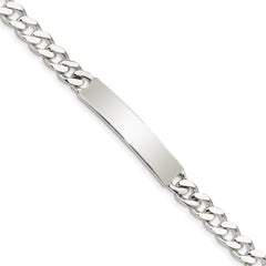 Sterling Silver Polished Engraveable Curb Link ID Bracelet