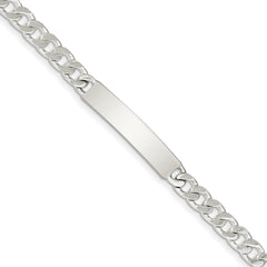 Sterling Silver 8inch Polished Engraveable Curb Link ID Bracelet
